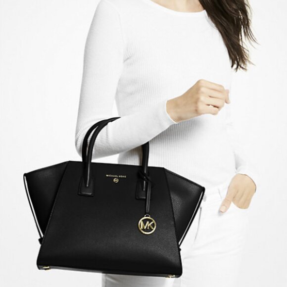 Michael Kors Avril Large Leather and Suede Tote Bag Black NWT $628 - Picture 3 of 7
